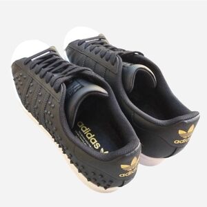 Special Edition Adidas Superstar Black and White Leather Studded Sneakers Size 8